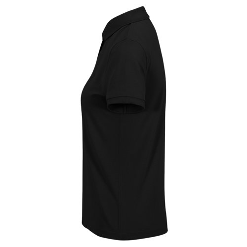Sort bomulds polo shirt til damer med kort knapstolpe.