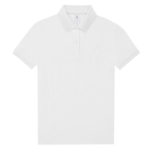 Hvid bomulds polo shirt til damer med kort knapstolpe.