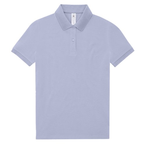 Violet dame polo shirt i bomuld med kort knaplukning.