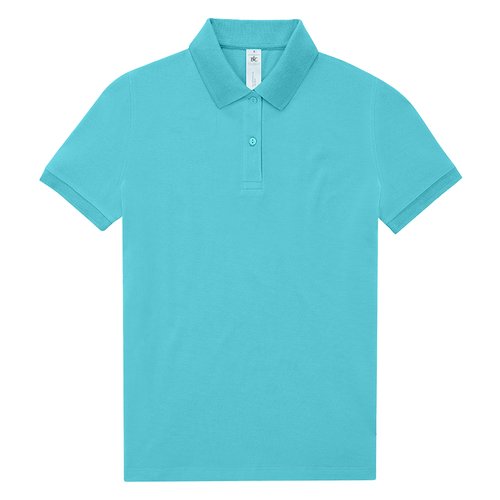 Turkis dame polo shirt i bomuld med kort knaplukning.