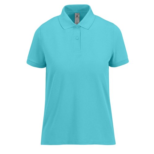 Turkis dame polo shirt i bomuld med kort knaplukning.
