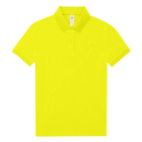 blegrn bomulds polo shirt til damer med kort knapstolpe.