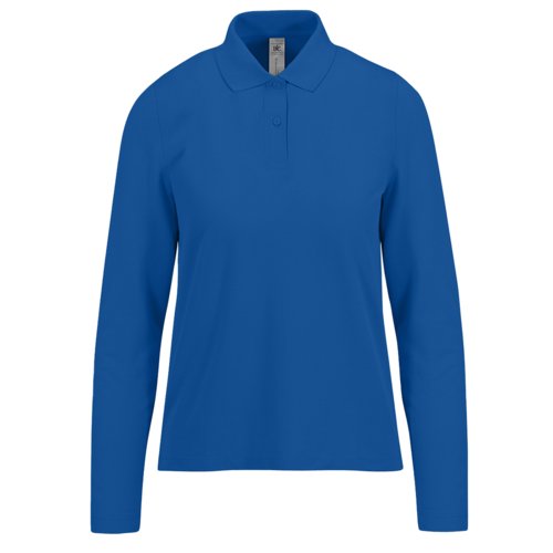 Kongebl bomuldspoloshirt med lange rmer til damer.