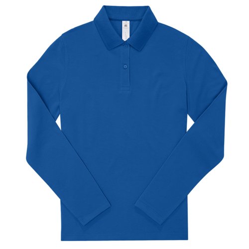 Kongebl bomuldspoloshirt med lange rmer, damepasform.
