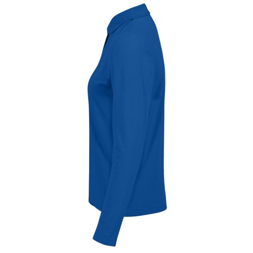 Kongebl bomuldspoloshirt med lange rmer til damer.