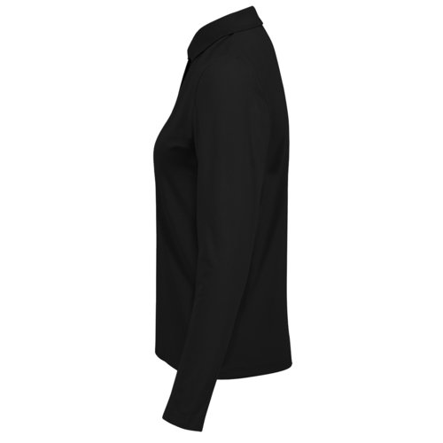 Sort bomulds polo shirt til damer med lange rmer.