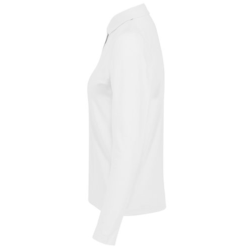Hvid bomulds polo shirt, lange rmer, dame.