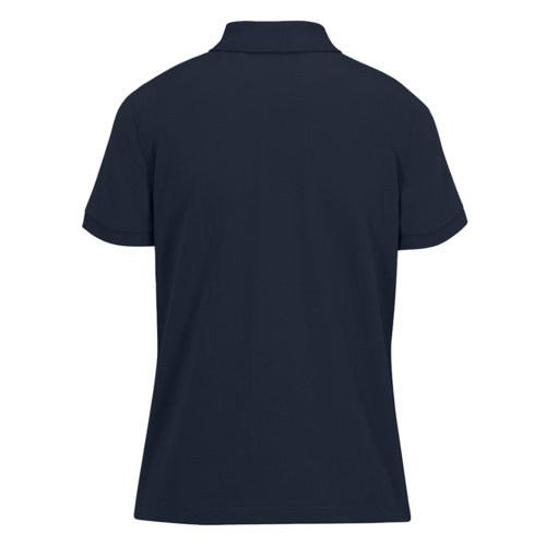 Marinebl poloshirt af genanvendt polyester og bomuld til damer.