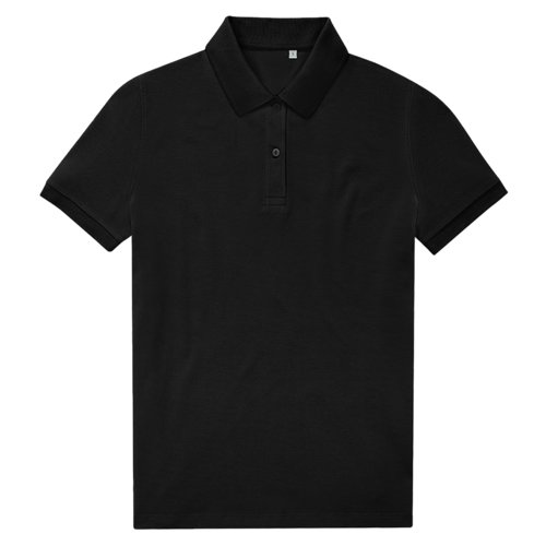 Sort dame polo shirt lavet af genanvendt polyester og bomuld.