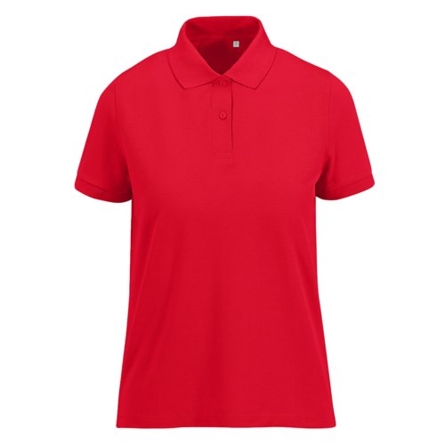 Rd dame polo shirt lavet af genanvendt polyester-bomuldsblanding.