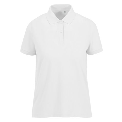 Hvid dame polo shirt lavet af genanvendt polyester og bomuld med korte rmer.