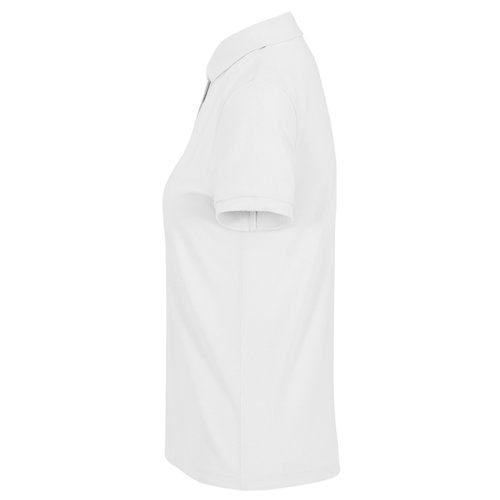 Hvid poloshirt i genanvendt polyester-bomuldsblanding til damer.