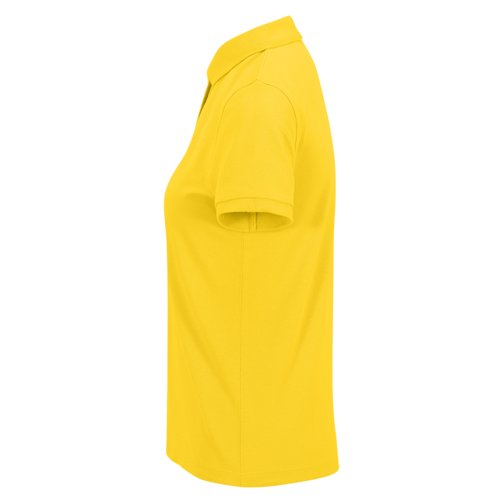 Gul poloshirt af genanvendt polyester-bomuldsblanding til damer.