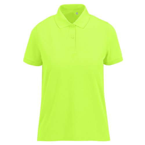 blegrn damepolo i genanvendt polyester og bomuld med kort knapstolpe.