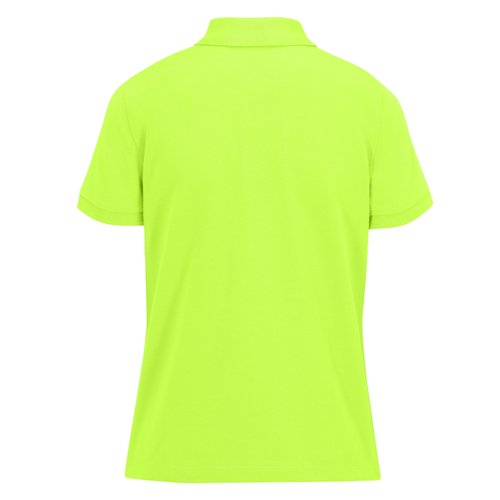 blegrn damepolo i genanvendt polyester og bomuld med korte rmer.