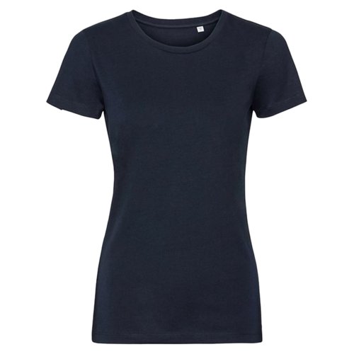 Navybl bomulds-T-shirt til kvinder med korte rmer.