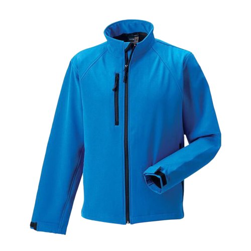 Azurebl softshelljakke lavet af polyester og elastan til mnd.