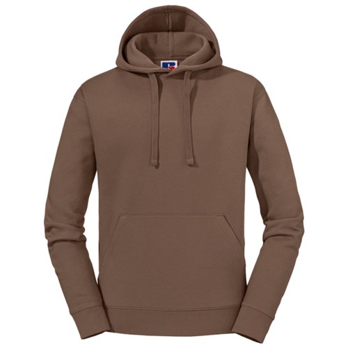 Brun bomuld-polyester httetrje til mnd med kngurulomme.