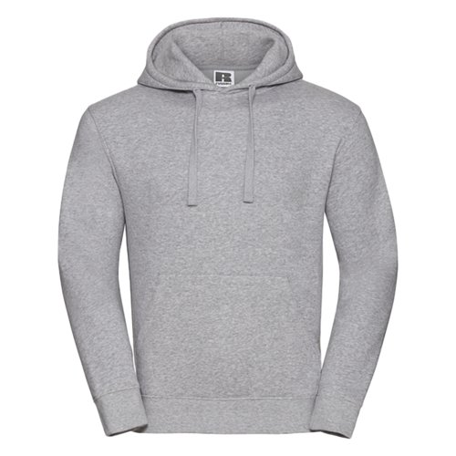 Gr bomuld-polyester httetrje med htte og kngurulomme.