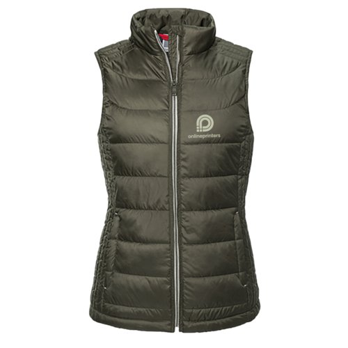 Grn quiltet vest til damer med fuld lynls.