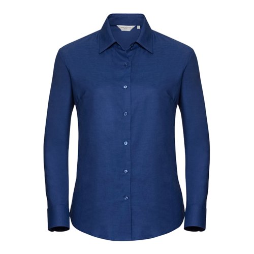 Bl bluse i bomuldsblanding med lange rmer.