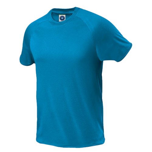 Atolbl polyester T-shirt til mnd med korte rmer.