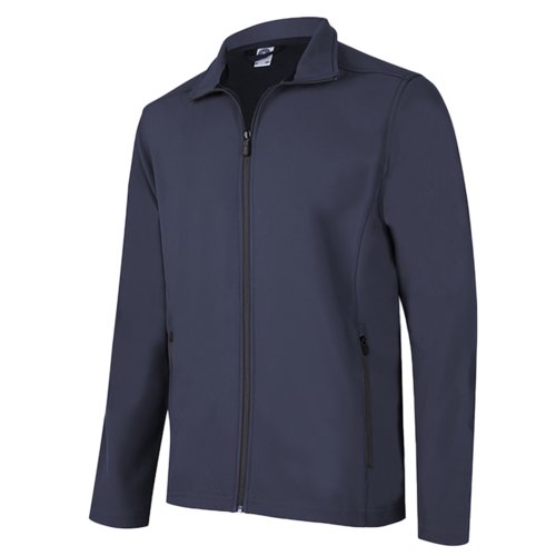 Sort-bl softshelljakke i polyester og elastan med lynls.