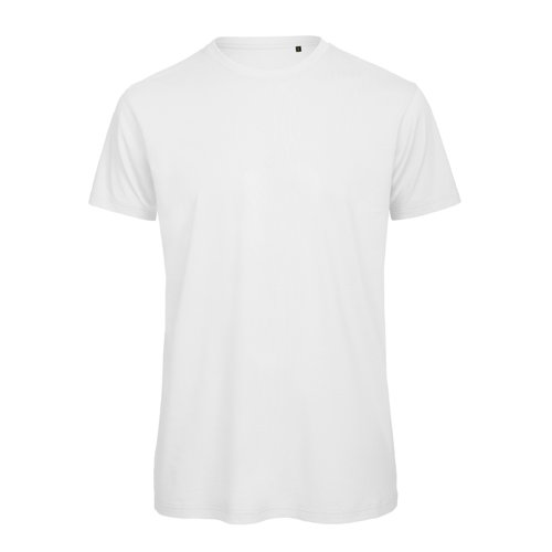 Hvid bomulds-T-shirt med korte rmer og rund hals.