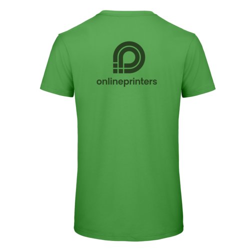 Grn bomulds-T-shirt med korte rmer og rund hals.