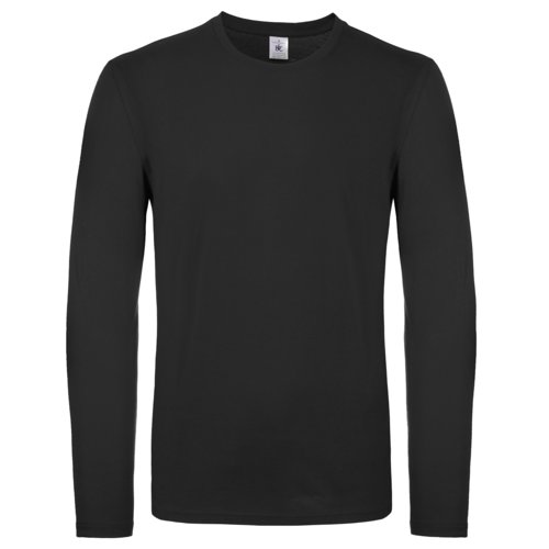 Sort bomulds langrmet T-shirt.