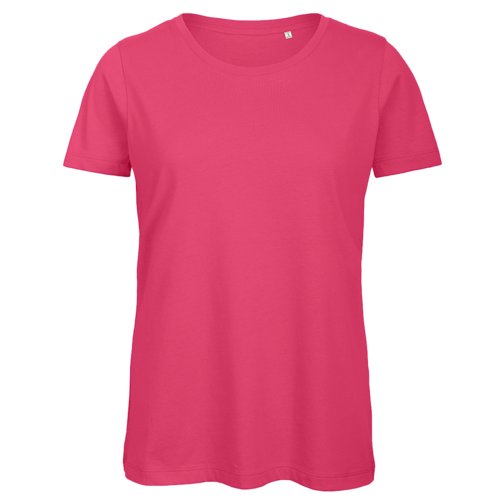 Fuchsiafarvet dame t-shirt i kologisk bomuld.
