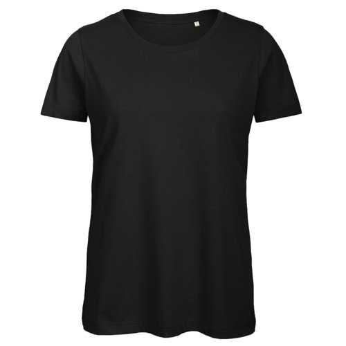 Sort bomulds T-shirt til damer med korte rmer.