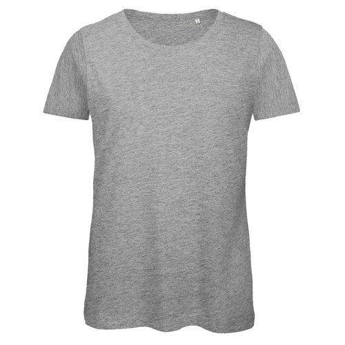 Gr bomulds-T-shirt til damer med korte rmer.