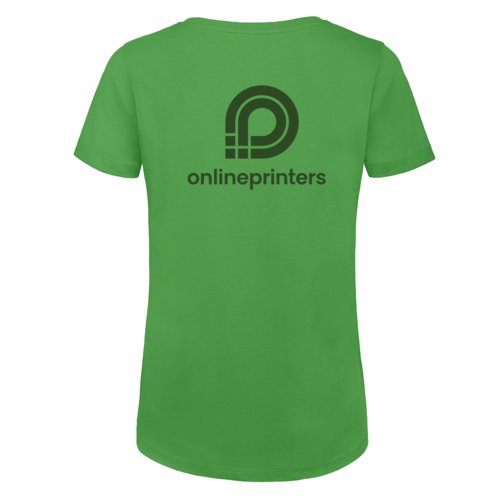 Grn dame T-shirt i kologisk bomuld med korte rmer.