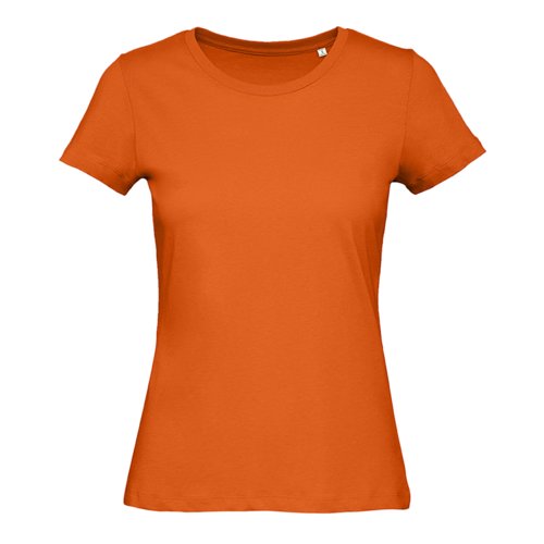 Orange dame-T-shirt fremstillet af kologisk bomuld med korte rmer.
