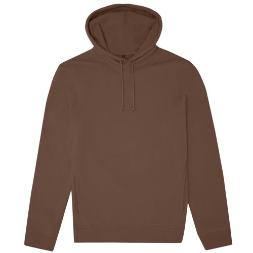 Brun bomuld-polyester httetrje med htte og snre.