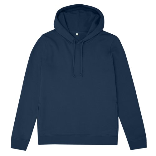 Marinebl damehttetrje i kologisk bomuld og genanvendt polyester med htte.