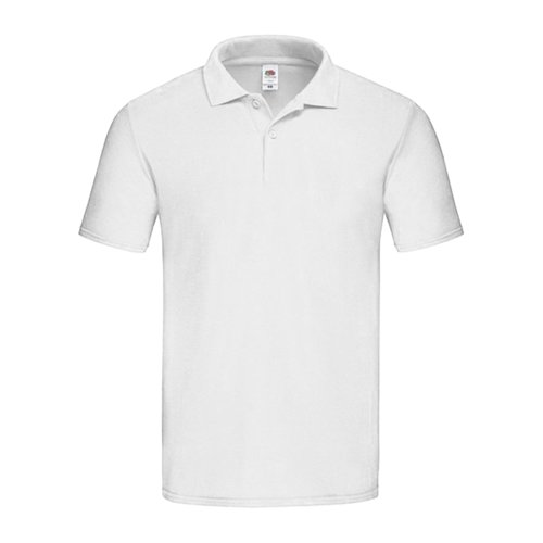 Hvid bomulds polo shirt til mnd med kort knaplukning.