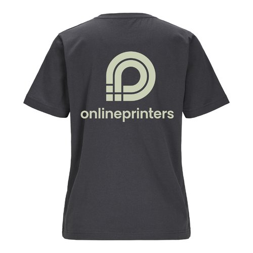 Antracitfarvet dame-T-shirt i kologisk bomuld med korte rmer.