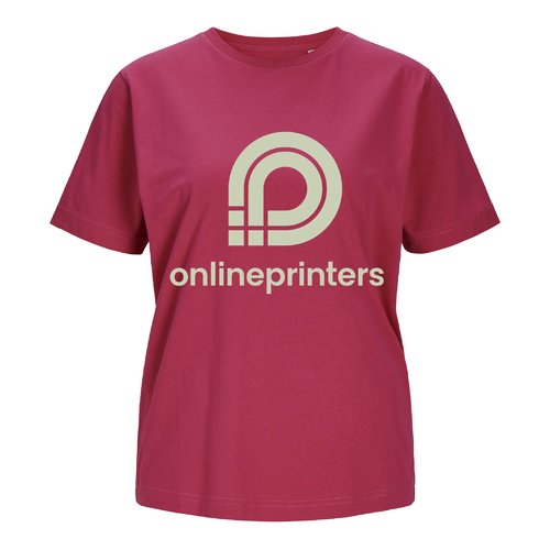 Fuchsia bomulds-T-shirt til damer.