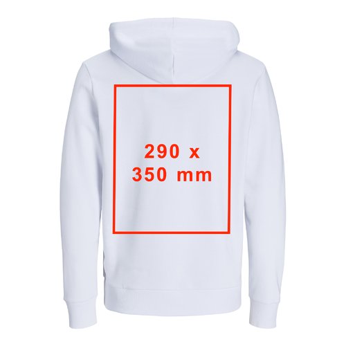 Hvid httetrje i stof med htte og snre, unisex-pasform.