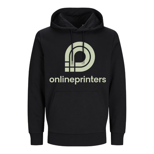 Sort httetrje i bomuldsblanding, unisex-pasform, med htte og kngurulomme.