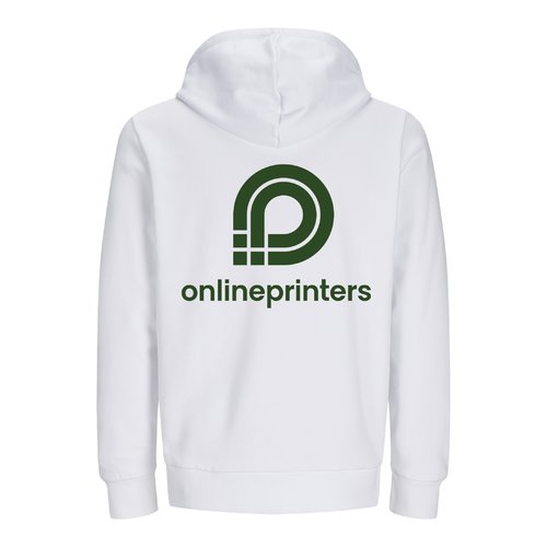 Hvid sweatshirtjakke af kologisk bomuld og genanvendt polyester med htte.