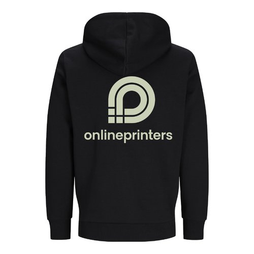 Sort httetrjejakke i kologisk bomuld og genanvendt polyester.