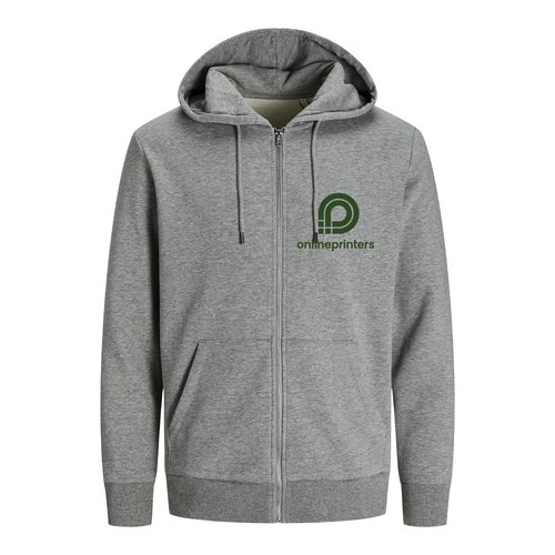 Grmeleret sweatshirtjakke lavet af kologisk bomuld og genanvendt polyester med htte og fuld lynls.