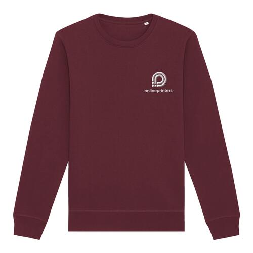 Burgunderfarvet unisex sweatshirt i �kologisk bomuld og polyester.