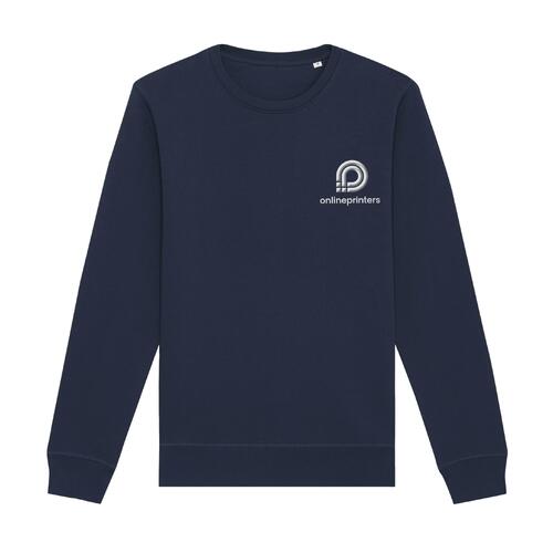Marinebl� sweatshirt fremstillet af �kologisk bomuld-polyester blanding i unisex-pasform.