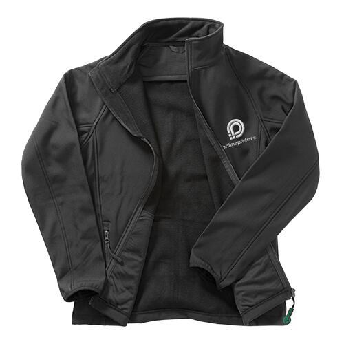 Sort polyester softshelljakke til damer med fuld lynl�s.