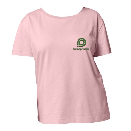 Pink bomulds-T-shirt til damer med korte �rmer.