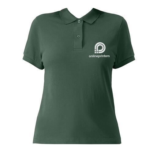 Gr�n bomulds polo shirt til damer med knapstolpe.